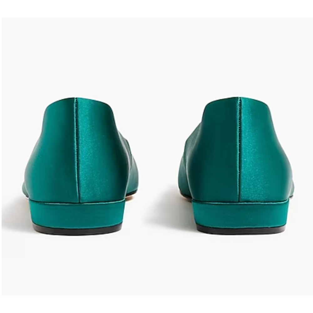 Crystal Embellished Pointed-Toe Satin Flats | Sz 9, Green | J Crew Factory - Picture 5 of 6